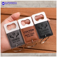 Ouvre-bouteille rectangulaire en cuir PU personnalisé, prêt pour la gravure au laser de logo et de design, idéal pour une utilisation promotionnelle