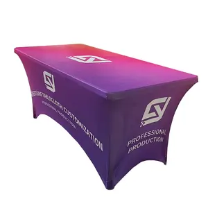 Table Cover Table Cloths Custom Trade For Show Sublimation Printed Logo Polyester Waterproof Fitted Stretch Spandex Square