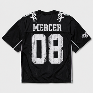 Unisex Printed Mesh Football Jersey Distressed Number Graphic V <b>Neck</b> Streetwear <b>Fan</b> Shirt Short Sleeve - Product Image 2