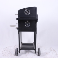 Barbecue portable au charbon de bois avec grille réglable en hauteur et table latérale pliable