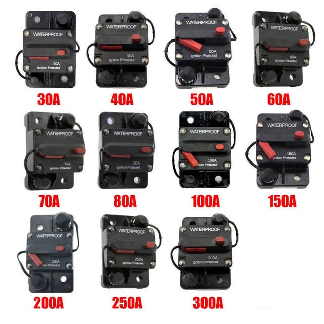 30-300A AMP Circuit Breaker Fuse Reset 12V-24V DC Car Boat Auto Waterproof