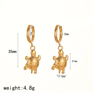 Pendientes de Aro de Acero Inoxidable Estilo Océano con Diseño de Tortuga, Estrella de Mar y Caballito de Mar, Joyería de Moda para Mujer - Product Image 4