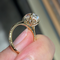 Bague de fiançailles empilable vintage personnalisée en or jaune 18K 14K, alliance éternité, diamant de laboratoire taille ovale certifié IGI, ensemble nuptial