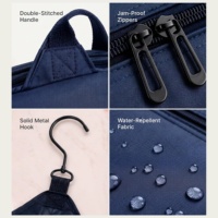 YOUK Trousse de Toilette Pliable en Polyester Durable avec Fermeture Éclair et Grandes Poches pour Voyage, Hôtel, Douche et Activités Extérieures