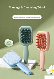 Dual-Sided Handle Fashion Shampoo <b>Brush</b> Coarse Fine Teeth Dry Scalp Cleaning Portable Cushion Puffing Comb Plastic Adult Home - Product Image 5