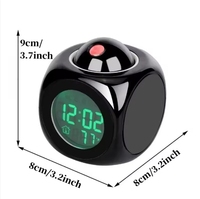 Jam Alarm Meja Mini Elektronik LCD Digital dengan Proyeksi Laser dan Suara untuk Anak-anak, Dilengkapi Proyektor Waktu