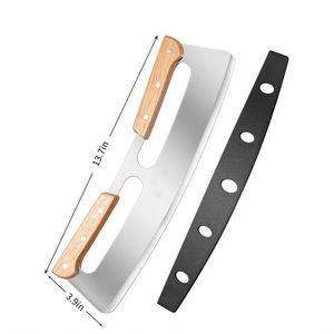 Couteau à pizza de 14 pouces, nouveau design, couleur noire, lame tranchante, accessoires pour four à pizza, ensemble d'outils avec manche en bois de caoutchouc - Product Image 2