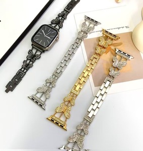 Farfalla strass in metallo orologio con diamanti per <span class=keywords><strong>Apple</strong></span> <span class=keywords><strong>Watch</strong></span> 40mm 41mm 42mm 45mm <span class=keywords><strong>cinturino</strong></span> a catena - Product Image 2