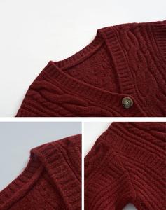 Suéter Curto de Inverno e Outono com Cintura Alta em Cor Sólida para Mulheres, <span class=keywords><strong>Cardigan</strong></span> de Malha com Botão Único, Novo Top Feminino - Product Image 3