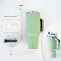 Vaso de Viaje Personalizado Reutilizable de Acero Inoxidable de Doble Pared de 40 oz, a Prueba de Fugas, Libre de BPA, con Asa para Aislamiento Térmico de 12 a 24 Horas