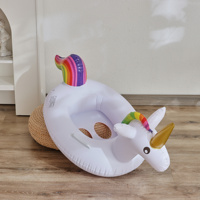 Flotteur de bain Wilda Flamingo Unicorn en PVC épaissi rose/blanc pour enfants 64x57cm