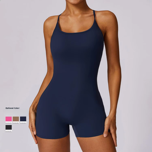 Mono de yoga transpirable sin espalda para mujer, con tirantes cruzados, sin costuras, sin mangas, para fitness y running, ideal para dropshipping. - Product Image 5