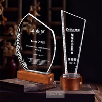 Trophée en cristal lumineux, sculpture en bois massif créative personnalisée, médailles lumineuses chinoises, ornements, réunion annuelle, personnel exceptionnel