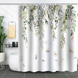 Rideau <span class=keywords><strong>de</strong></span> douche vert eucalyptus aquarelle plante feuilles décor <span class=keywords><strong>de</strong></span> <span class=keywords><strong>salle</strong></span> <span class=keywords><strong>de</strong></span> <span class=keywords><strong>bain</strong></span> rideau <span class=keywords><strong>de</strong></span> douche en tissu imperméable ensemble <span class=keywords><strong>avec</strong></span> crochets - Product Image 1