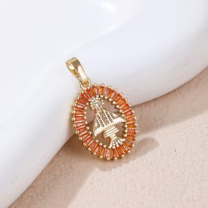 I più venduti Oro Laminado Lamia 14K e 18K ciondolo in zircone Oro placcato in Oro gioielli di moda religiosi con ciondoli di amore Guadalupe - Product Image 2