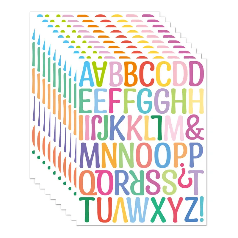 Self-Adhesive PVC Vinyl 26 Letters Number Printing Sticker Greeting Cards Decoration Colorful Gift Alphabet Stickers Home Decal