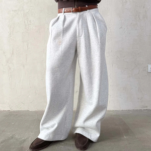 <span class=keywords><strong>Pantaloni</strong></span> Sportivi Larghi da Uomo Personalizzati <span class=keywords><strong>con</strong></span> Doppia Pieghezza, Vita Alta, Vestibilità Rilassata, <span class=keywords><strong>in</strong></span> Jersey, Casual, all'Ingrosso - Product Image 1