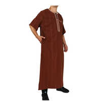 Nuevo Vestido Largo Musulmán de Manga Corta con Diseño Bordado Estilo Marroquí Koshibo, Tallas 54-62 para Hombre