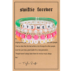 Popular <span class=keywords><strong>Taylor</strong></span> <span class=keywords><strong>Swift</strong></span> amistad joyería moda mujer hecha a mano arcilla polimérica cuentas pulsera conjunto al por mayor - Product Image 3