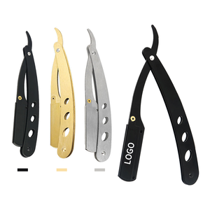 Rasoio a Mano Libera Professionale per <span class=keywords><strong>Barbiere</strong></span> con Lame Sostituibili Nero Oro Rasoio a Lama Dritta per Uomo - Product Image 1