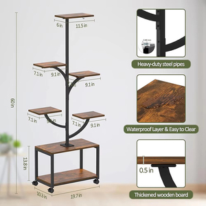 Soporte para plantas <span class=keywords><strong>con</strong></span> luz para cultivo, estante para plantas, <span class=keywords><strong>macetas</strong></span> <span class=keywords><strong>con</strong></span> rueda para interior, exterior, hogar, oficina, plantación, jardinería - Product Image 5