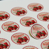 Etiquetas Adhesivas Personalizadas con Emblema de Fresa, Impresas a Color, Resistentes a los Rayos UV, para Cajas de Regalo, Productos de Postres y Snacks