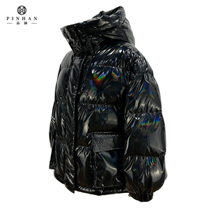 Manteaux en duvet brillants et brillants pour femmes, noir réfléchissant, blouson bombardier bouffant à <span class=keywords><strong>capuche</strong></span> rembourré, manteau d'hiver pour <span class=keywords><strong>femme</strong></span> - Product Image 3