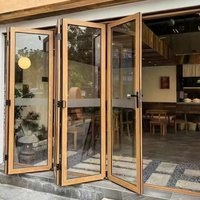 Porte coulissante et pliante en verre, en alliage d'aluminium, robuste et résistante au vent, avec design panoramique, pour hôtel, villa, balcon, cloison