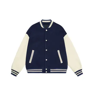 Red And White Color Block Custom Chenille Patches Logo Wool Men Warsity Wholesale Blank Letterman Jacket