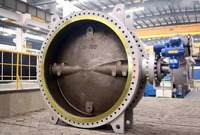 Katup Kupu-kupu Triple Offset Seal Keras Bermotor D941H-16C Dn300 API 609 dengan Aktuator, Badan Baja Tahan Karat, ISO