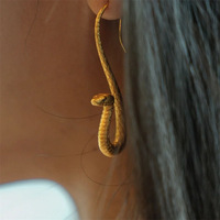 Boucles d'oreilles pour femmes en alliage de zinc, style européen et américain, personnalisées, design Serpent du Zodiaque, plaqué or, style exagéré