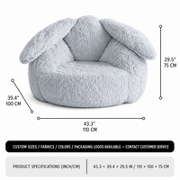 Fauteuil Poire à Bas Prix en Forme de Lapin, Meuble Moderne en Peluche Longue pour Adultes et Enfants, Idéal pour la Salle Familiale
