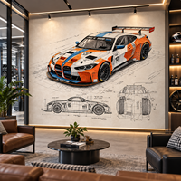 Papier peint mural personnalisé avec plan de voiture de course, décoration de garage automobile personnalisée pour salle d'exposition, café, bureau, club
