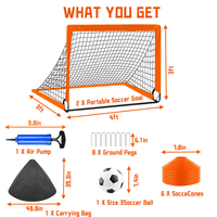 Ensemble de buts de football portables en gros pour enfants et adultes, filet d'entraînement pliable avec accessoires de ballon, orange, en nylon et fibre de verre