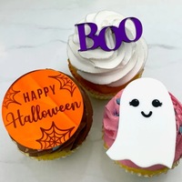 ECCO BELLA Happy Halloween Kürbis 'Hey Boo' Cupcake Topper Acryl UV Graviert 1,3mm/1,5mm Dicke Kuchen Dekorieren Zubehör