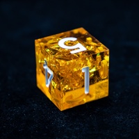 Ensemble de 7 dés D&D faits à la main en résine liquide orange, peints à la main, pour jeux de rôle