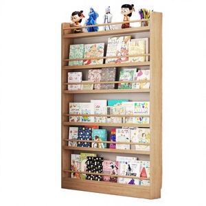 Estantería Moderna de Madera Maciza de 6 Niveles para Sala de Estar, Organizador de Almacenamiento Detrás de la Puerta, Revistero, Estante de Exhibición, Montado en la Pared - Product Image 4
