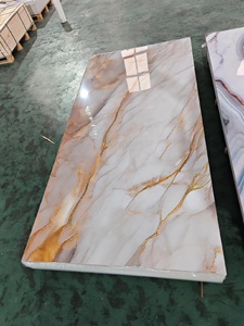 Plaque de marbre PVC brillante ignifuge et imperméable 1220*2900, <span class=keywords><strong>feuille</strong></span> de PVC type marbre, panneau mural en PVC <span class=keywords><strong>imitation</strong></span> marbre - Product Image 3