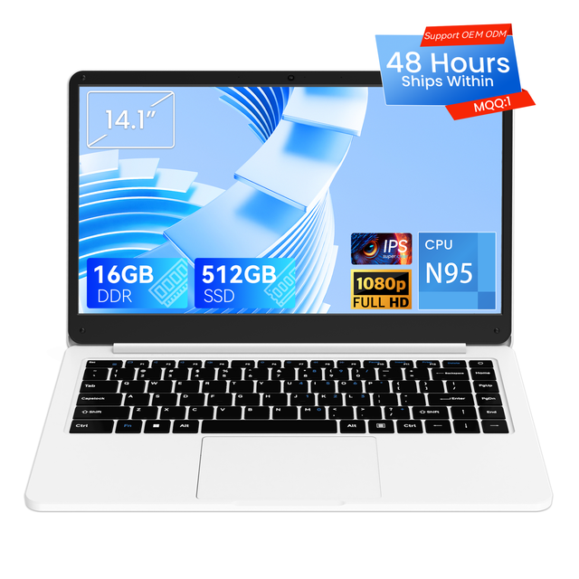 New Intel N95 Quad Core 14.1" IPS Full HD Laptop 512GB SSD English Keyboard Windows 11 Home Student Use High-Performance Cooling