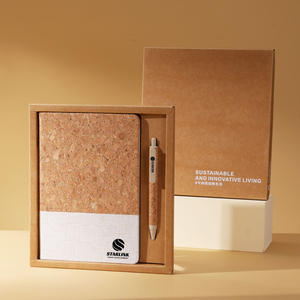 カスタムロゴプロモーション高級ギフトアイテムノートブックビジネスセットコルクブラウン環境にやさしいノートブックギフトセット - Product Image 5