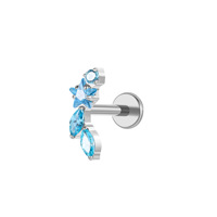 Cincin Segmen Berengsel Titanium ASTM F136 Yazi dengan Zirkon Ganda, Perhiasan Tindik Hidung Septum Conch yang Trendi