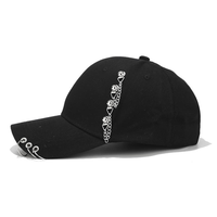 Casquette de baseball à chaîne métallique, logo personnalisé, casquette snapback vierge, streetwear, hip hop, punk, casquette à visière, noir et blanc