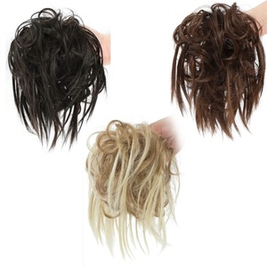 FH Bande Élastique Cheveux Synthétiques Chignon Désordonné Pièces de Cheveux Naturel Noir Fibre Haute Température Chouchous Prix Extensions de Cheveux - Product Image 4