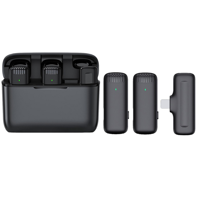 Professional 2.4G Wireless Lavalier Microphones with Charging Case Portable and Mini Microphone