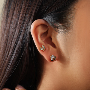 Pendientes de moda con diseño de arcoíris, corona, lazo y cristal, chapados en oro, para regalo o ocasiones especiales. - Product Image 4