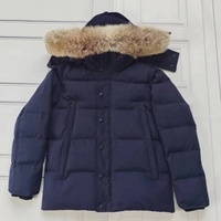 Parka Homme Personnalisée Tendance avec Capuche en Fourrure de Loup, Fermeture Éclair Respirante, Manteau d'Hiver Style Décontracté, Traitement Enduit, Sac Anti-Poussière Canadien