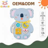 Tablero de Actividades Sensoriales Inspirado en Montessori, Tablero de Madera con Animales, Juguete de Aprendizaje de Motricidad Fina, Panel de Pared para Niños, Juguete Educativo
