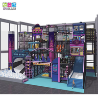 Parc d'attractions intérieur commercial avec trampoline, zone de saut et toboggan, aménagement personnalisé en plastique pour projets FEC, certifié CE ASTM