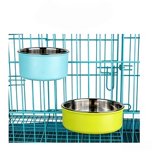 Comedero y Bebedero Colgante Desmontable de Acero Inoxidable y Plástico con Diseño de Corazón <span class=keywords><strong>para</strong></span> Jaulas de Perros y Gatos, Venta al por Mayor de Fábrica - Product Image 3