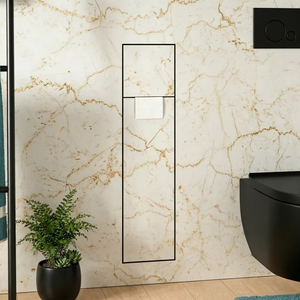 Módulo de Almacenamiento Empotrado para WC, Nicho de Pared para Inodoro con Doble Compartimento de Almacenamiento, Soporte para Papel Higiénico y Escobilla para Baño - Product Image 1
